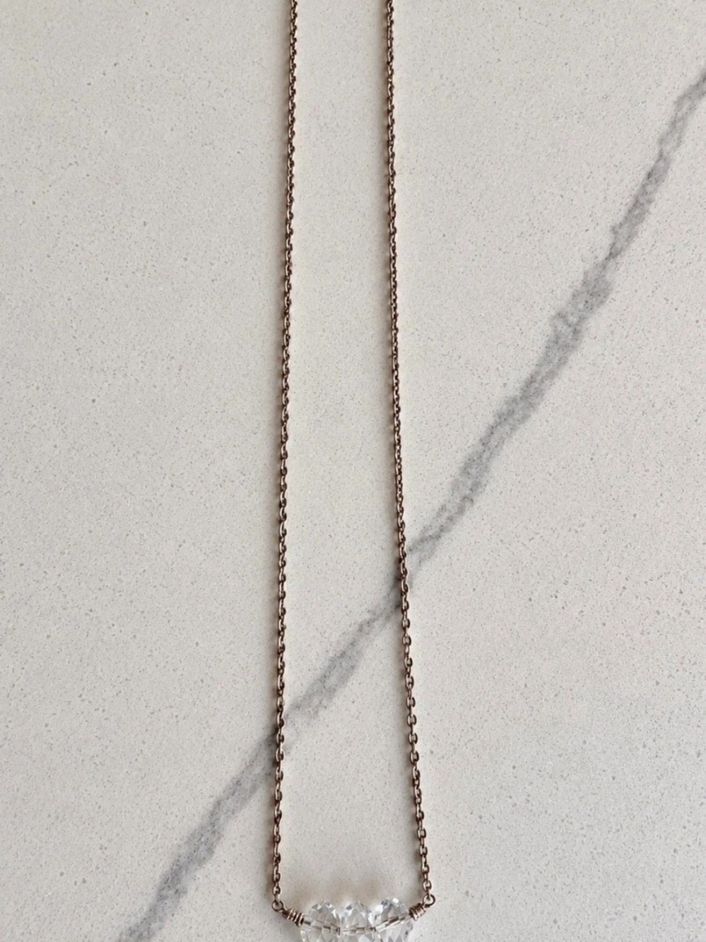 Genuine Herkimer Diamond Necklace – 3 Crystal Stones – Silver 925